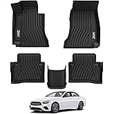 3W Floor Mats for Benz E-Class 2017-2023 Sedan & Wagon Only, E300/E350/E400/E43 AMG/E450/E53 AMG/E550/E63 AMG S TPE All Weather Floor Liner, 1st&2nd Row Full Set Car Liners Black