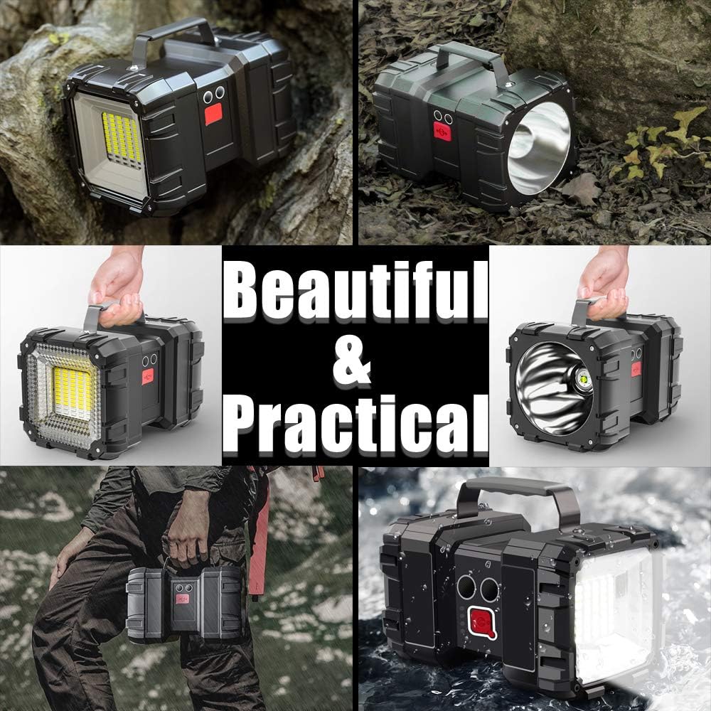 AlpsWolf Rechargeable Flashlight, LED Spotlight Flashlight 10000mAh 1200LM 20h Ultra-long Standby 3+4 Lights Modes Bright Flashlight Waterproof with USB Output as a Power Bank and Camping Accessories - - 