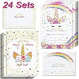 24pcs Unicorn Invitations with 24 Envelopes and
