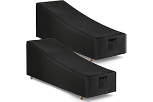 Chaise Lounge Covers Waterproof Outdoor, 2 Pack Heavy Duty Patio Furniture Covers with Air Vent, Bench Chair Seating Cover fo