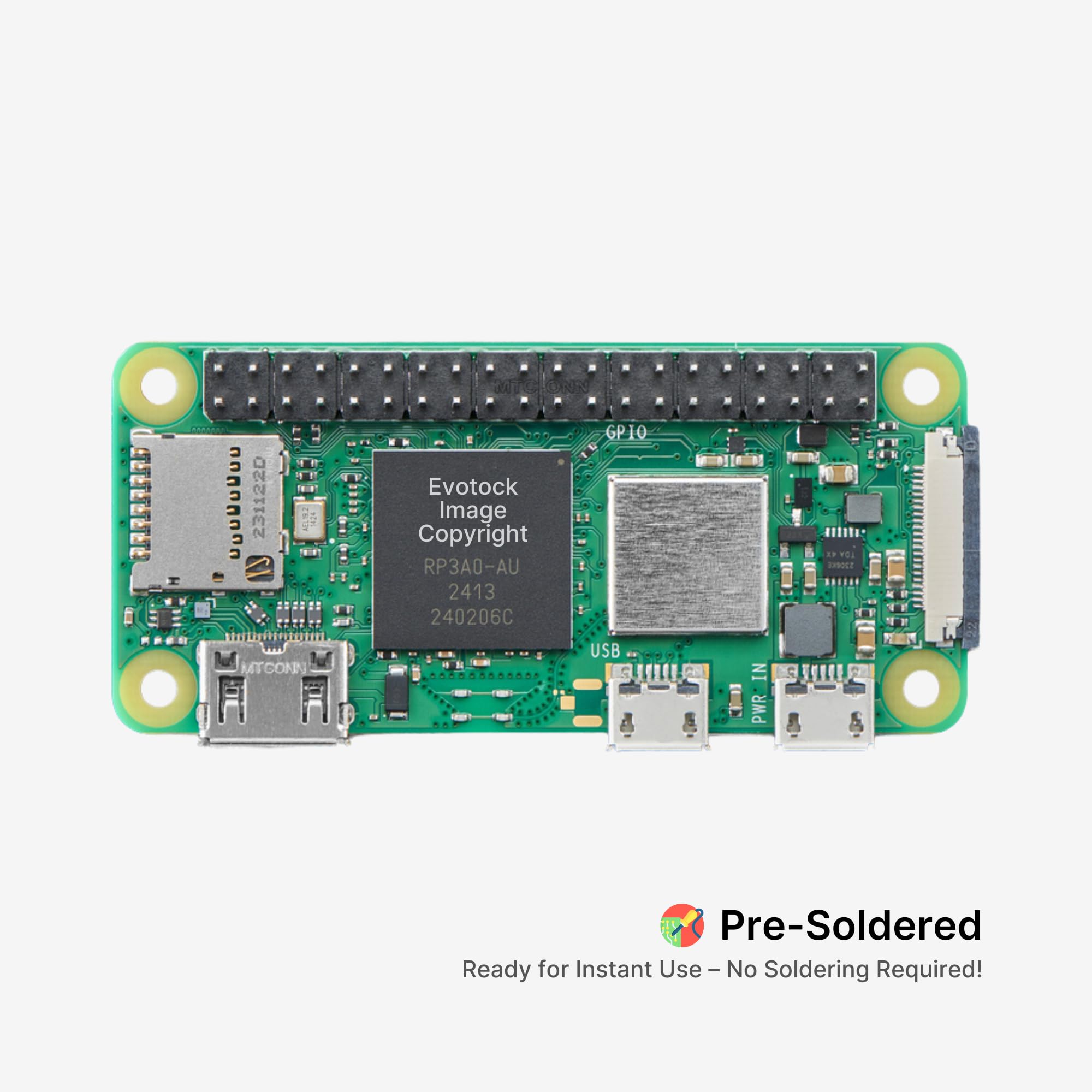 Pi Zero 2 WH - Pre Soldered Header, Quad-Core 1GHz CPU, 512MB RAM, Wi-Fi & Bluetooth, Mini HDMI, Micro USB, 40 GPIO, CSI Camera Port, 2023 Edition