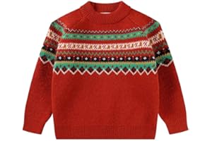 SMILING PINKER Toddler Boys Christmas Sweater Crewneck Long Sleeve Reindeer Santa Snowman Knit Pullover Chunky Top