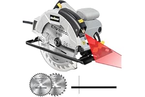 Enventor 7-1/4-Inch Circular Saw, 10A Pure Copper Motor Electric Circular Saws with Laser Guide, 2 Blade Saws (40T/24T), Max Cutting Depth 2-7/16"(90°), 1-13/16"(0°-45°), Single Handed Bevel, 5800RPM