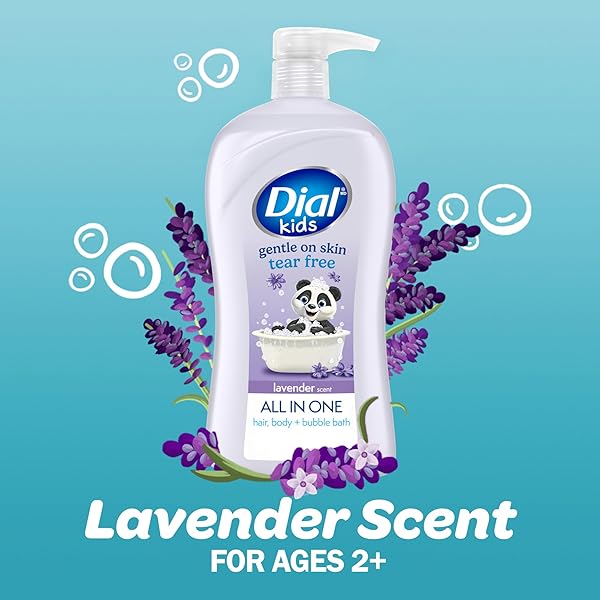 DIAL KIDS 3-IN-1 BODY+HAIR+BUBBLE BATH, LAVENDER SCENT, 32 FL OZ