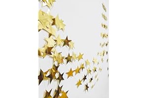 SKOYE 4-Pack,Gold Metallic Star Garland, Gold Christmas Galaxy Banner, Twinkle Twinkle Little Star Garland Christmas Garland, Christmas Decor, Gold Baby Shower (4 inch in Diameter,13 Feet)