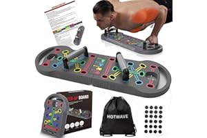 HOTWAVE Portable Exercise Equipment with 16 Gym Accessories,20 in 1 Push Up Board Fitness,Resistance Bands with Ab Roller Wheel,at Home Workout for Men