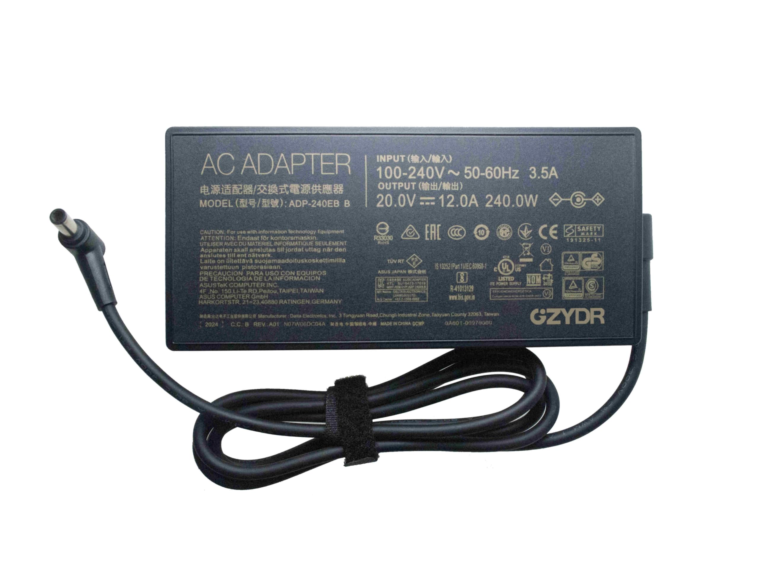Photo 1 of ADP-240EB B 20V 12A A20-240P1A AC Adapter Power Supply 240W for ASUS ROG Zephyrus Duo 15 GX550LXS, M16 GU603HM, ROG Zephyrus G14 G15 G16 S15 S17 G533 G533QS G733QM GA4A01Q Gaming Laptop Charger