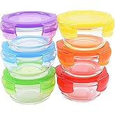 ARSUK 7oz Glass Food Storage Containers with Airtight BPA-Free Lids 6 Pack, 1 Cup Small Glass Freezer Containers for Sauce, Sides, Meal Prep - Reusable & Dishwasher Microwave Fridge Freezer Safe