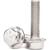 binifiMux 10pcs 5/16"-18 x 1" Serrated Flanged Hex Bolts Flange Hexagon Screws, Stainless Steel 18-8 (304), Plain Finish