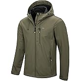 33,000ft Men's Softshell Jacket with Hood Waterproof Windbreaker Lightweight Rain Shell Jacket for Outdoor Hiking Travel