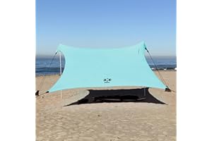 Neso Gigante Portable Beach Tent Sun Shelter - Lightweight Beach Shade Canopy - Easy Setup for Family Outings - Patented Reinforced Corners - UPF 50+ Sun Protection - 8ft Tall, 11 x 11ft - Seafoam