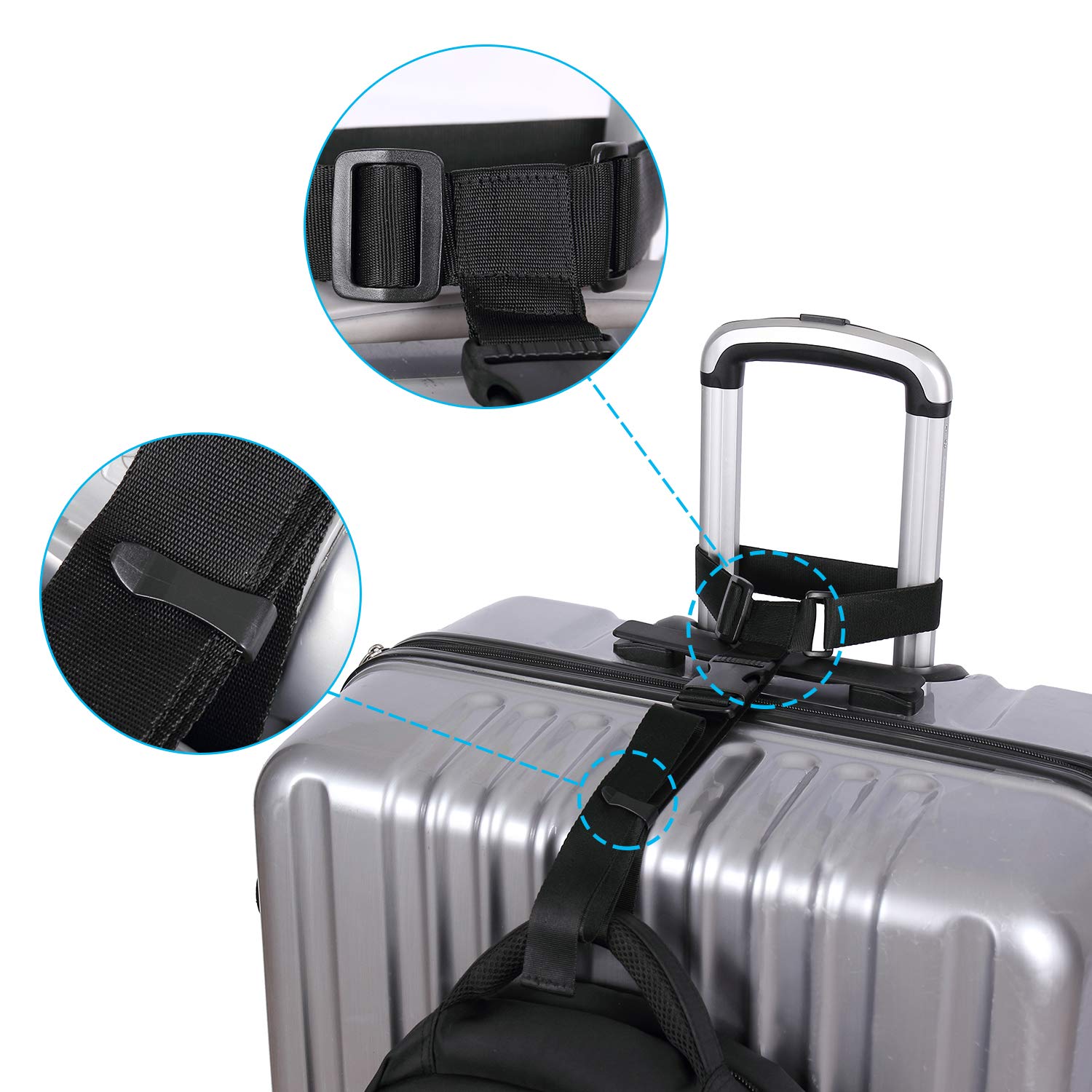 Vigorport Luggage Connector, Straps for Suitcase, Add A Bag Adjustable Attachment Accessories 1.25