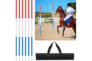 Arrowbash 6 Pcs 6FT Pole Bending Poles for Horses, Adjustable Equestrian Sports Training Equipment for Horses, Agility Poles for Soccer Football Dog