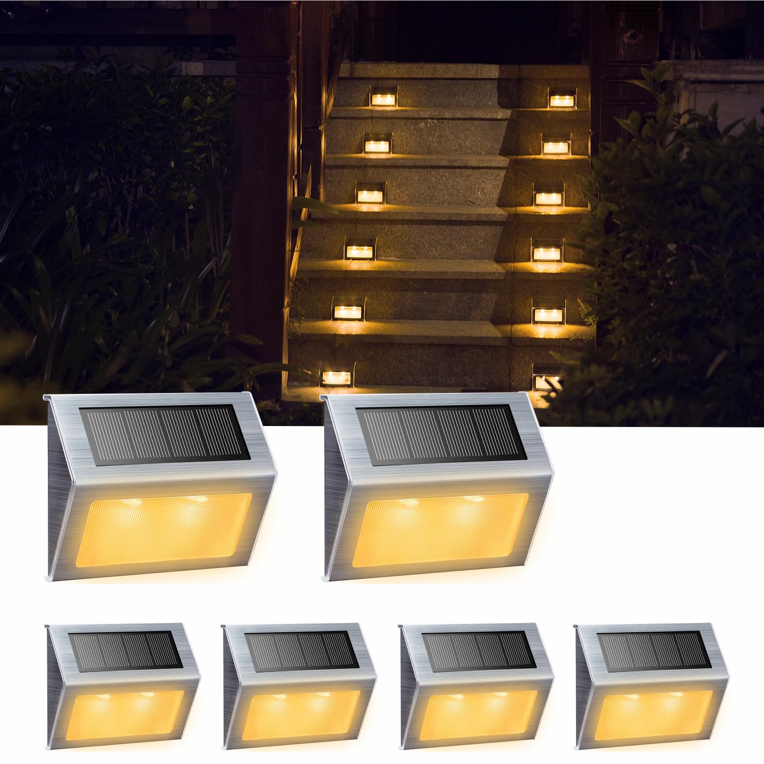 Photo 1 of XLUX Solar Lights for Steps Decks Pathway Yard Stairs Fences, LED lamp, Outdoor Waterproof, Warm Light, 6 Pack