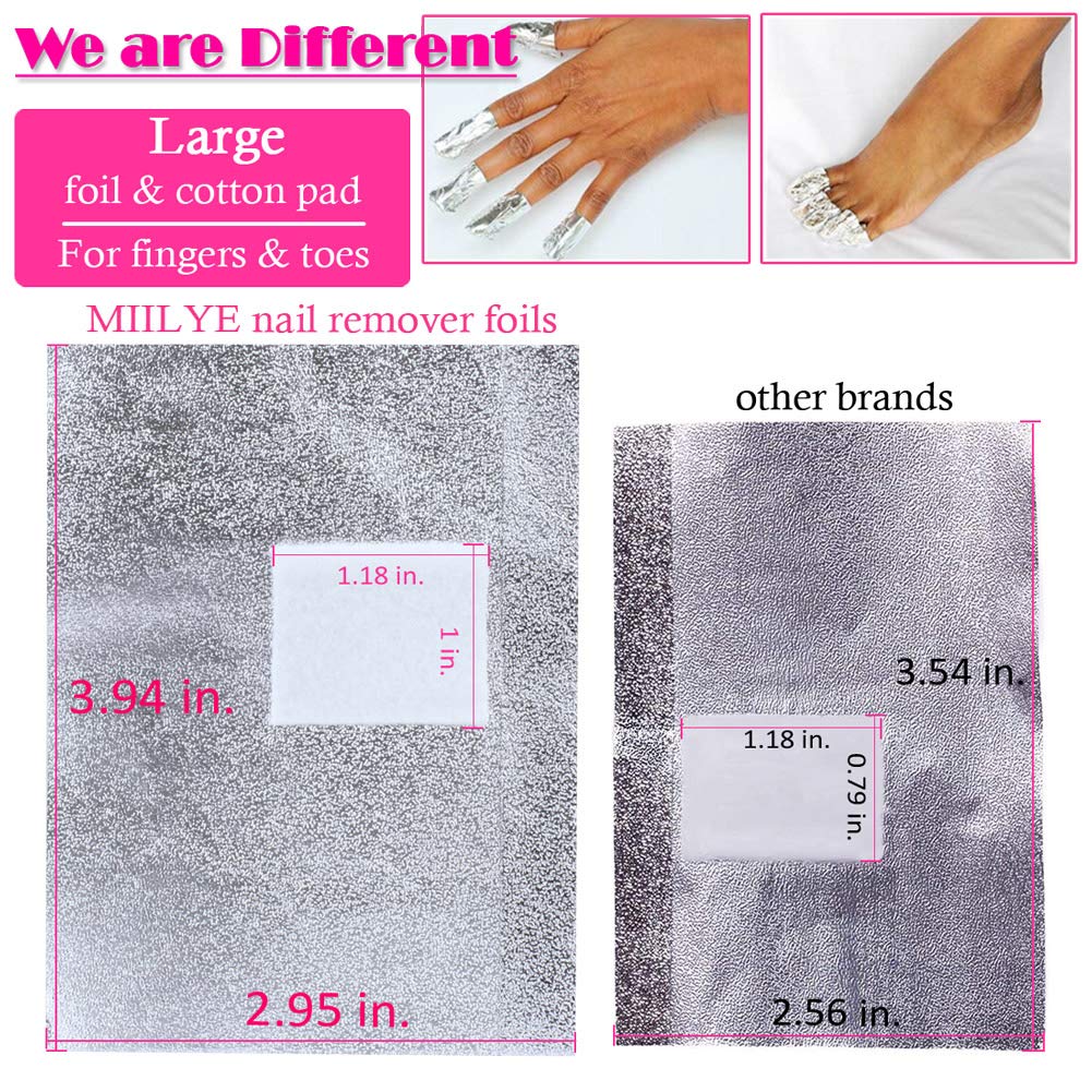 Gel Nail Romver Foil Wraps with Pre-attached Pads for Dip Powder/Acrylic/Shellac/UV Gel Nail Polish Removal Soak off Manicure Tool Kit, 300 Counts : Beauty