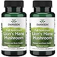 Swanson Lion's Mane Mushroom Capsules - 500 mg Each, 60 Capsules - Herbal Supplement Supporting Cognitive Function (2 Pack)
