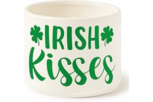 FoszaSzept St Patrick Shamrock Candy Dish, Mini Ceramic Candy Bowl Tiered Tray Decor, St. Patrick Snack Serving Bowl Party Favor Desktop Decoration for Home Kitchen Classroom(Irish Kisses)