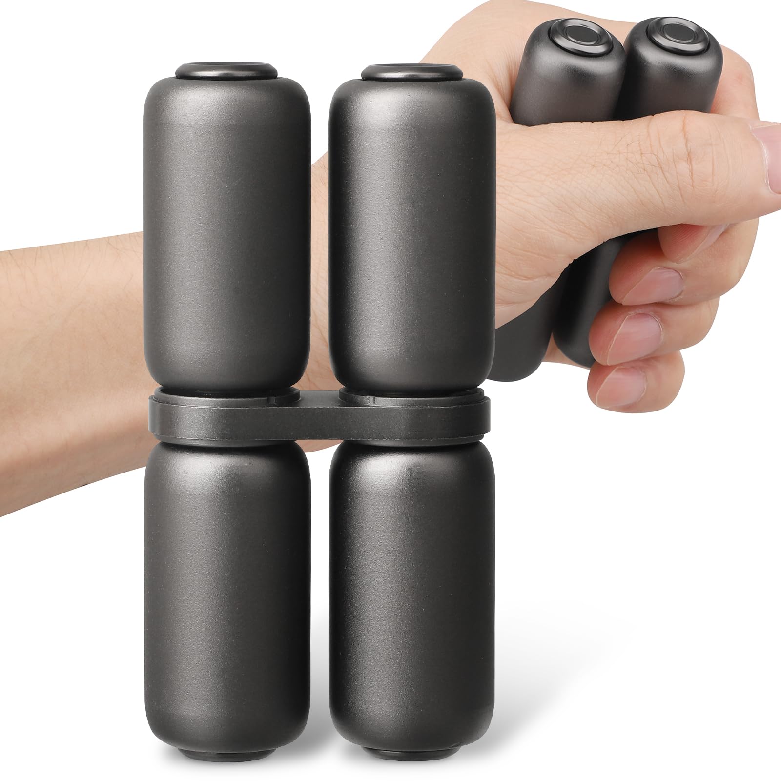 Fidget Hand Roller Toy for Kids Adults, Metal Handheld Fidget Spinner, Portable Hand Grip Strengthener, Compact Silence Anti Anxiety Hand Exercise Tool for Office Travel Classroom(Alloy Metal Black)