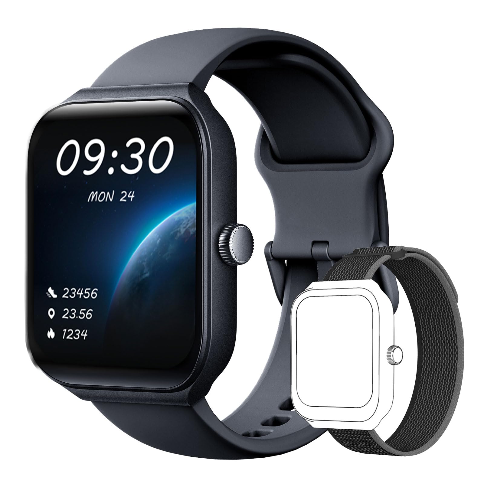 TOOBUR Smart Watch for Women Alexa Built-in, 1.95" Fitness Tracker with Answer/Make Calls, IP68 Waterproof/Heart Rate/Sleep Tracker/100 Sport Modes, Fitness Watch Compatible Android iOS Dual Straps