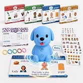 Phonics Learning Toy with Reader Dog, 148 Pages, 90 Stickers, Ages 3-8 | Tap-to-Read Audio, Bottom Reading Sensor, 5 Learning Levels, USB-C Rechargeable, 3 Volume Settings, Card Rings Included