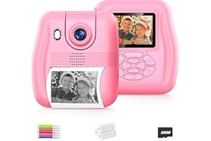 WEOLULI Kids Camera Instant Print Christmas Birthday Gifts for 3 4 5 6 7 8 9 Year Old Girls Boys,Digital Camera for Toddler,Toys for Kids Age 4-8 with 3 Rolls Print Paper,32GB Card