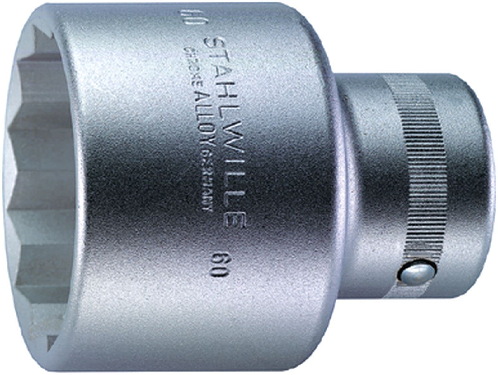 Stahlwille 06010060 60 HPQ Steel Socket, Chrome Plated, 1 inch Drive, 60 mm Size
