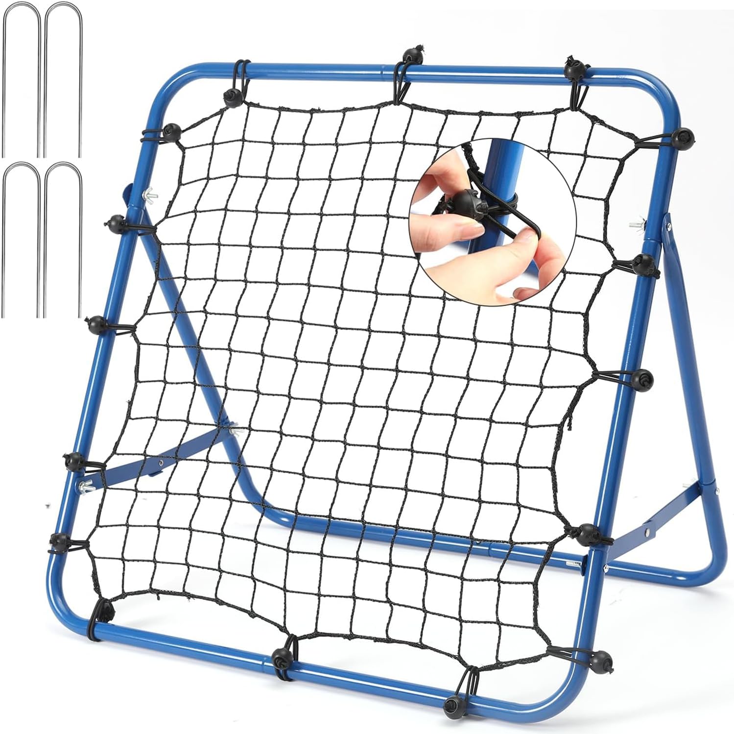Football Rebounder Net Kids Rebound Net Kickback Aid Target Goal Soccer Training Equipment for Children Garden Outdoor Blue 65cmX65CM