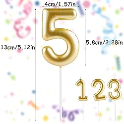 Hongplus Metallic Gold Number 50 Birthday Candle