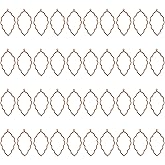 uxcell 40Pcs Alloy Open Bezel Pendants, Leaf Open Back Hollow Frame Pendant Geometric for Resin Jewelry Making Earrings Necklace Bracelet DIY, Rose Gold