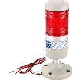 BAOMAIN AC 110V Industrial Signal Light, Red LED Warning Indicator | LGP-502T Single-Tier Column Beacon with Pedestal Base for Machinery &amp; Electric Fence Power Monitoring (No Buzzer)