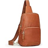 S-ZONE Sling Bag for Men Women RFID Blocking Genuine Leather Crossbody Shoulder Bag Backpack Hiking Daypack Travel | RFID Blocking, Genuine Leather, Hiking Daypack, Travel