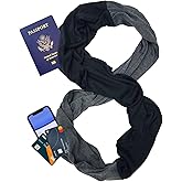 elzama Travel Scarf 2 Hidden Zipper Pocket for Women, Infinity Loop Scarf with Double Zip Pockets, Neck Wrap, Dual Color