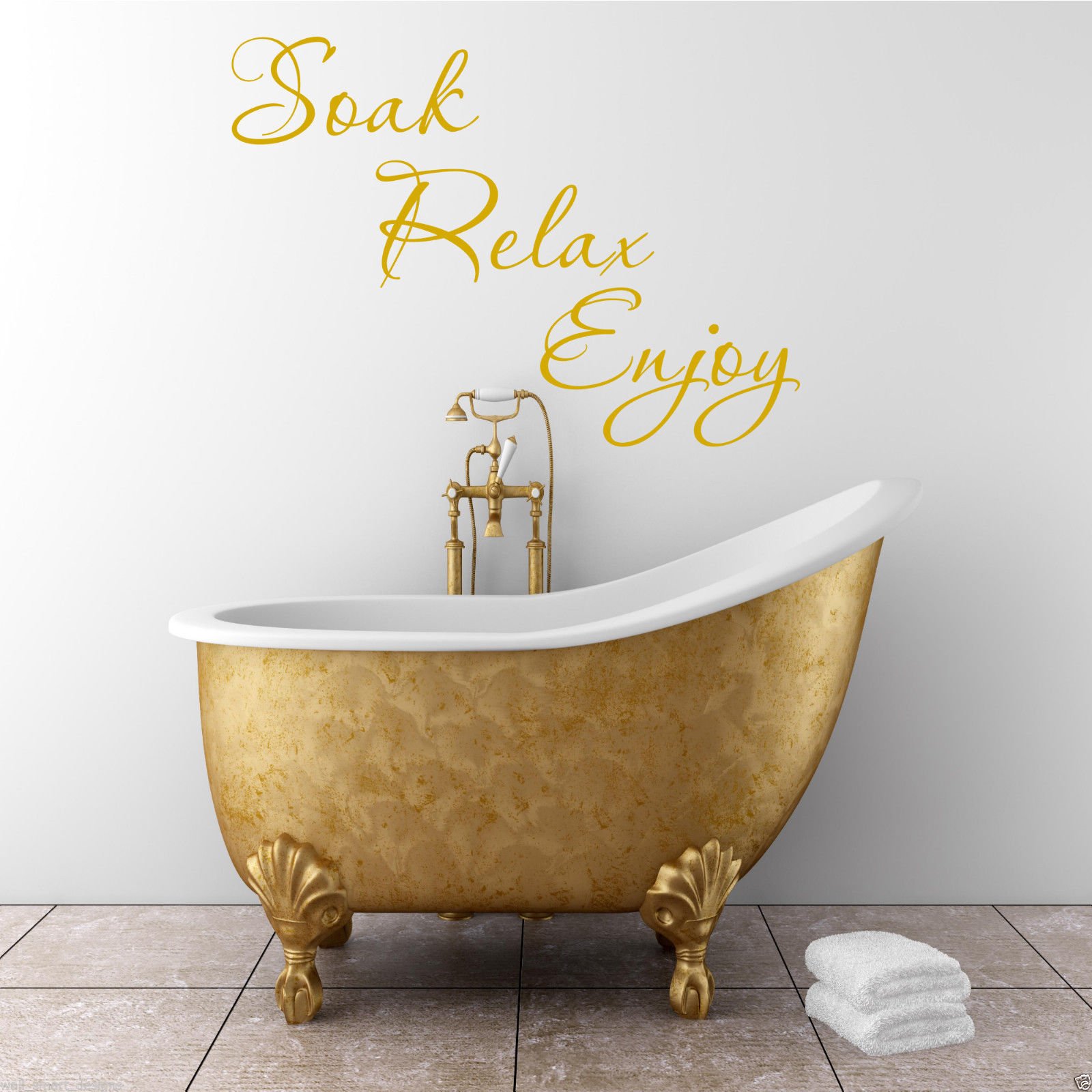 SOAK RELAX ENJOY Bathroom Wall Art Sticker Quote Decal Mural Transfer Sticker WSD592