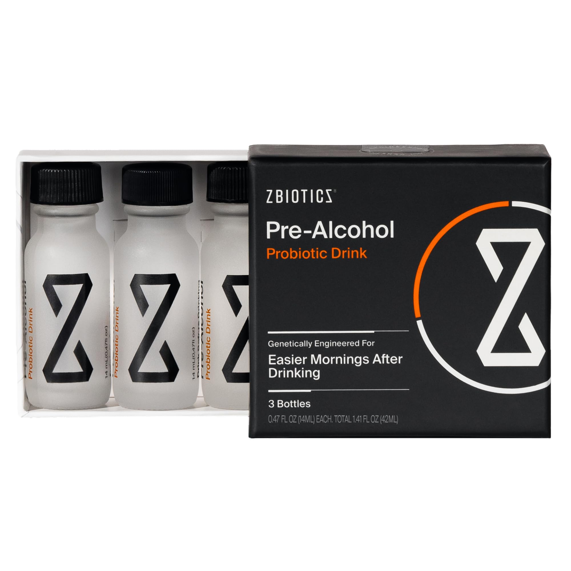 ZBiotics — Feel Better After Drinking, Wake Up Refreshed, Science-Backed, Patented Probiotic, Travel-Friendly, 3-Pack of 0.47 Fl Oz Bottles