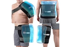 ComfiTECH Reusable Ice Pack, Soft Multipurpose Gel Cold Compress with 2 Adjustable Straps for Hands-Free Relief on Back, Shou