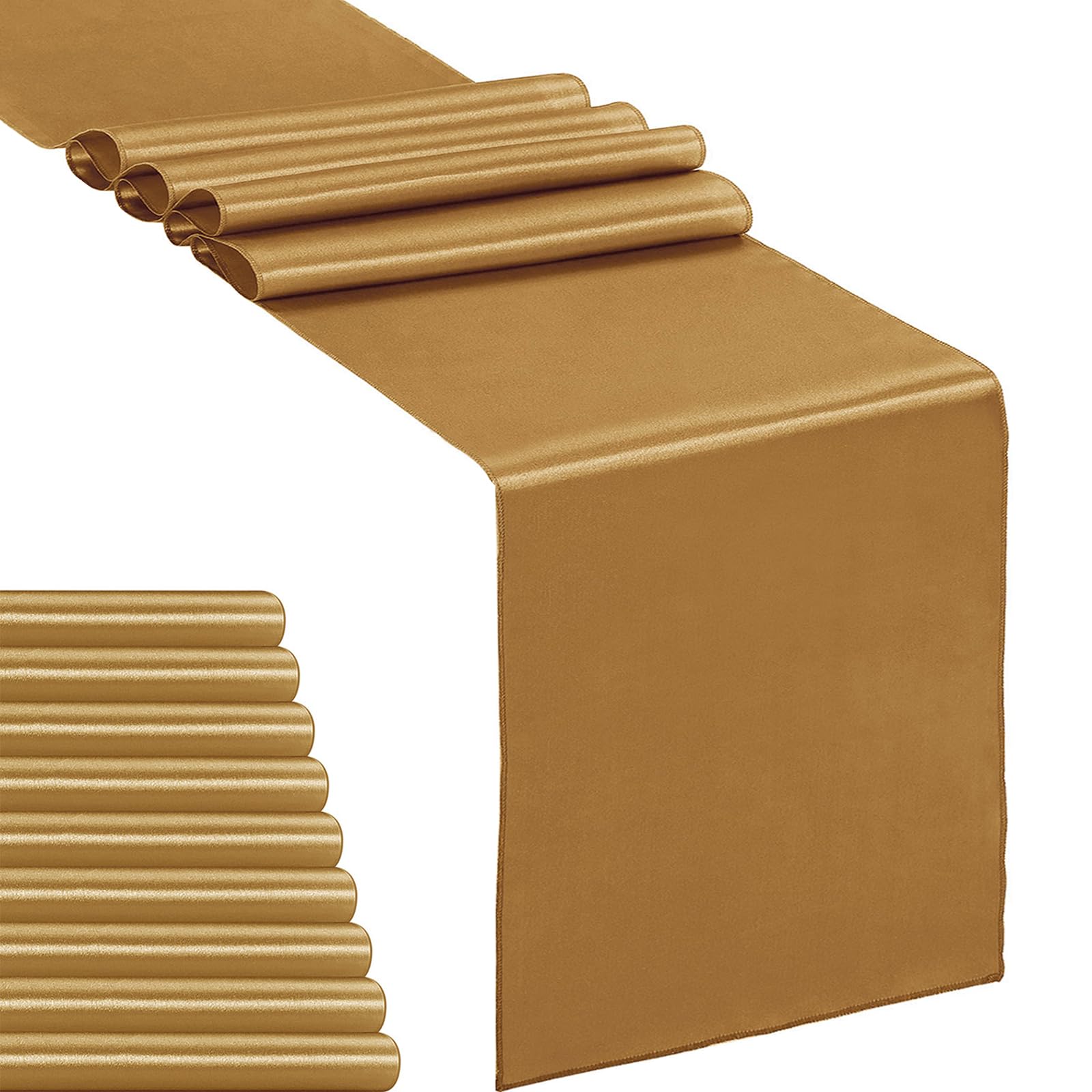 Photo 1 of 10-Pack Satin Table Runner Old Gold 12 x 108 inches Long, Table Runners for Wedding, Birthday Parties, Banquets Decorations?10 Pack, 12x108 Inch, Old Gold?1050325766
LPNPMEQ4101510