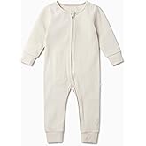 MORI Baby Ribbed Clever One Piece Pajamas - Viscose from Bamboo and Cotton Blend - Unisex Infant Two Way Zipped Long Sleeve