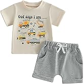 MERSARIPHY Toddler Baby Boy Clothes Trucks Letters Short Sleeve Tops Shirt Casual Shorts Sets 2Pcs 2T 3T 4T Summer Outfit