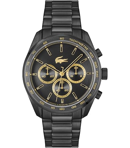 LACOSTE メンズ 腕時計 ブラック ゴールド Amazon.com: Lacoste Club Men's Quartz Stainless Steel and Mesh