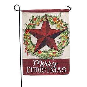 LAYOER Home Garden Flag House Barn Star Double Sided Christmas Five-Pointed Starhristmas 12 x 18 inch