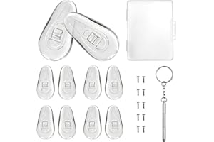 PTSLKHN 5 Pairs of Eyeglass Nose Pads, Upgraded 15x8mm Soft Silicone Air Chamber Eyeglasses Nose Pads, Screw-in Glasses Nose 