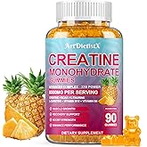 Creatine Monohydrate 8000mg Gummies with BCAA, L-Carnitine, Taurine & Vitamin B12 - Pre Workout Supplement for Muscle Growth, Strength & Energy - Pineapple Flavor Gummies, 90 Count for Men & Women