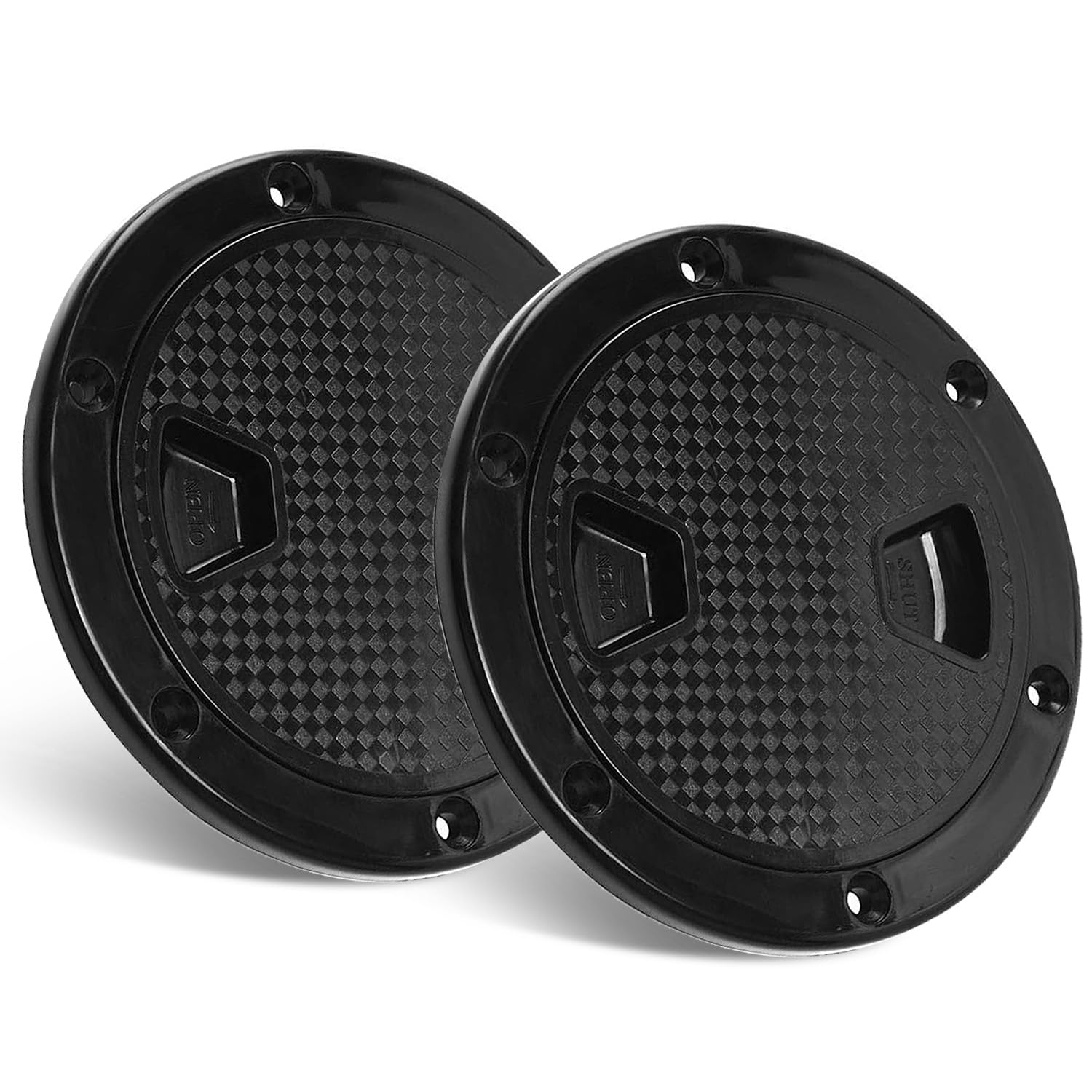Amarine-made Pair Of 4" Boat Round Non Slip Inspection Hatch with Detachable Cover 143mm (Black)