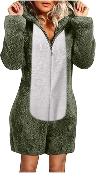 hooded fleece jumpsuit