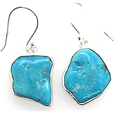 Natural Sleeping Beauty Turquoise 925 Solid Sterling Silver Earrings 30mm