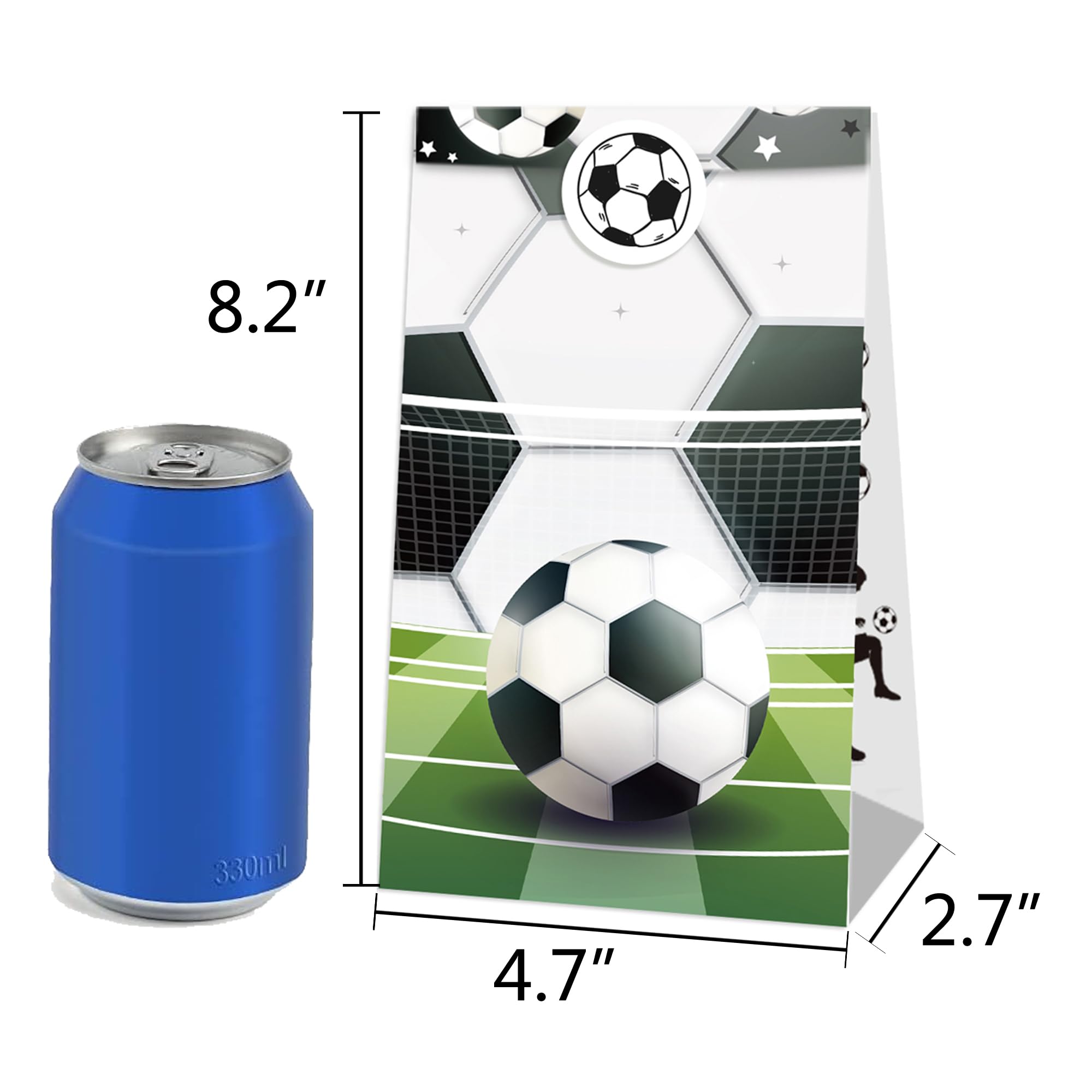 PQZFKSRU Football Soccer Party Candy Bags - 12pcs with kraft Paper Bags & Labels for Snacks, Candy & Party Favors - Perfect for Valentine's Day & Birthdays party favor bags