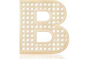 FOCAL20 Wooden Rattan Letters for Wall Decor Rustic Wooden Letters 12 Inch Wood Letter Rattan Wall Decor for Wedding Nursery Sign Baby Shower Newborn Birthday Gift Boho Bedroom Decoration (B)