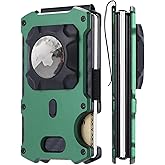 WXM Wallet for Men with AirTag Holder Credit slim Front Pocket Real Carbon Fiber RFID Blocking Minimalist Mens Gift(Green)
