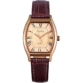 Valence Vintage Watch for Women - Brown Leather Band Strap for Small Wrist - Square Face Dainty Elegant Luxury Watch for Lady - Fashional Gift