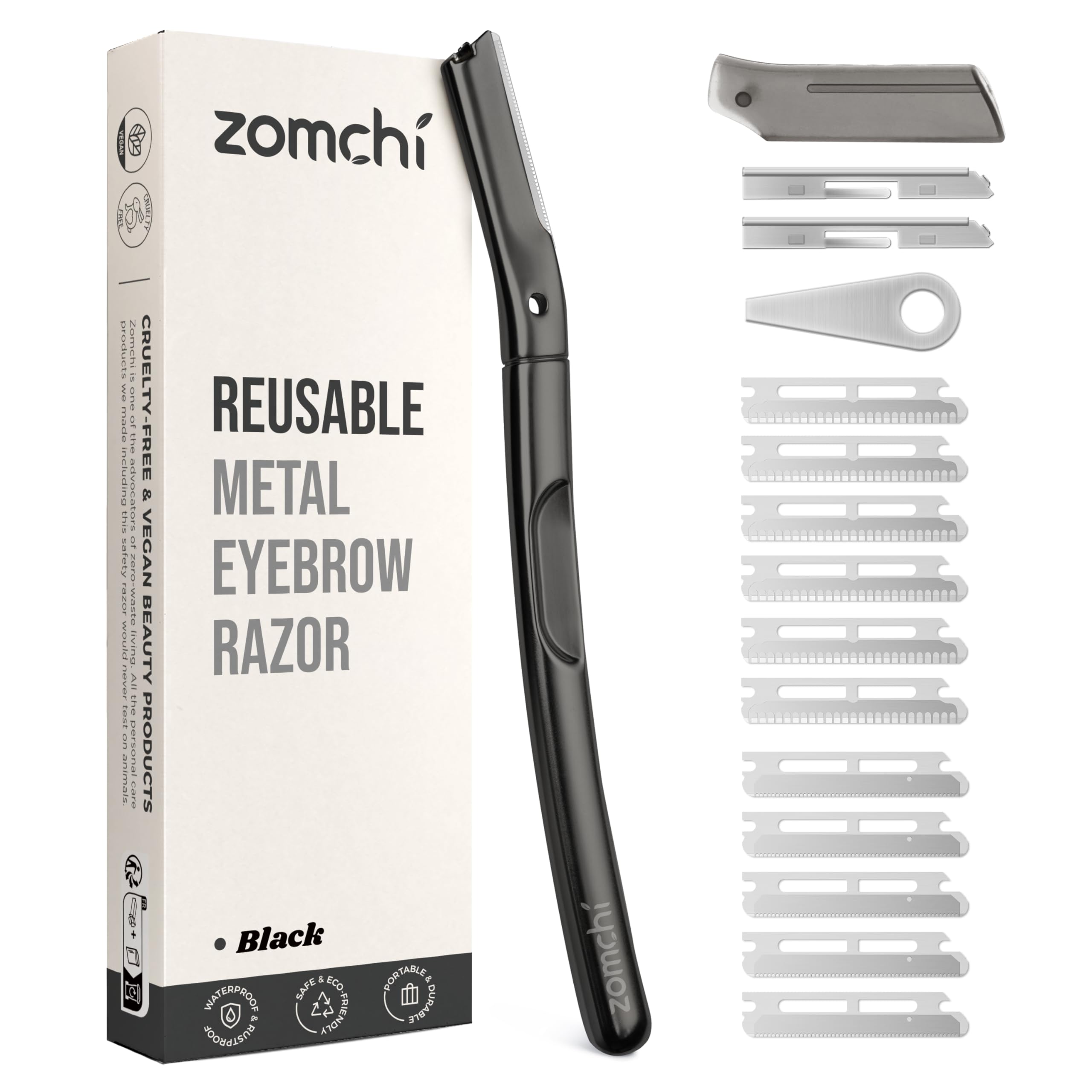 Photo 1 of ZOMCHI Dermaplaning Tool for Face with 11 Refill Blades, Dermaplane Razor for Women and Men, Face Razor with Precision Silicone Cover, Eyebrow Razor, Facial Razor, Reusable Metal Handle - Matte Black